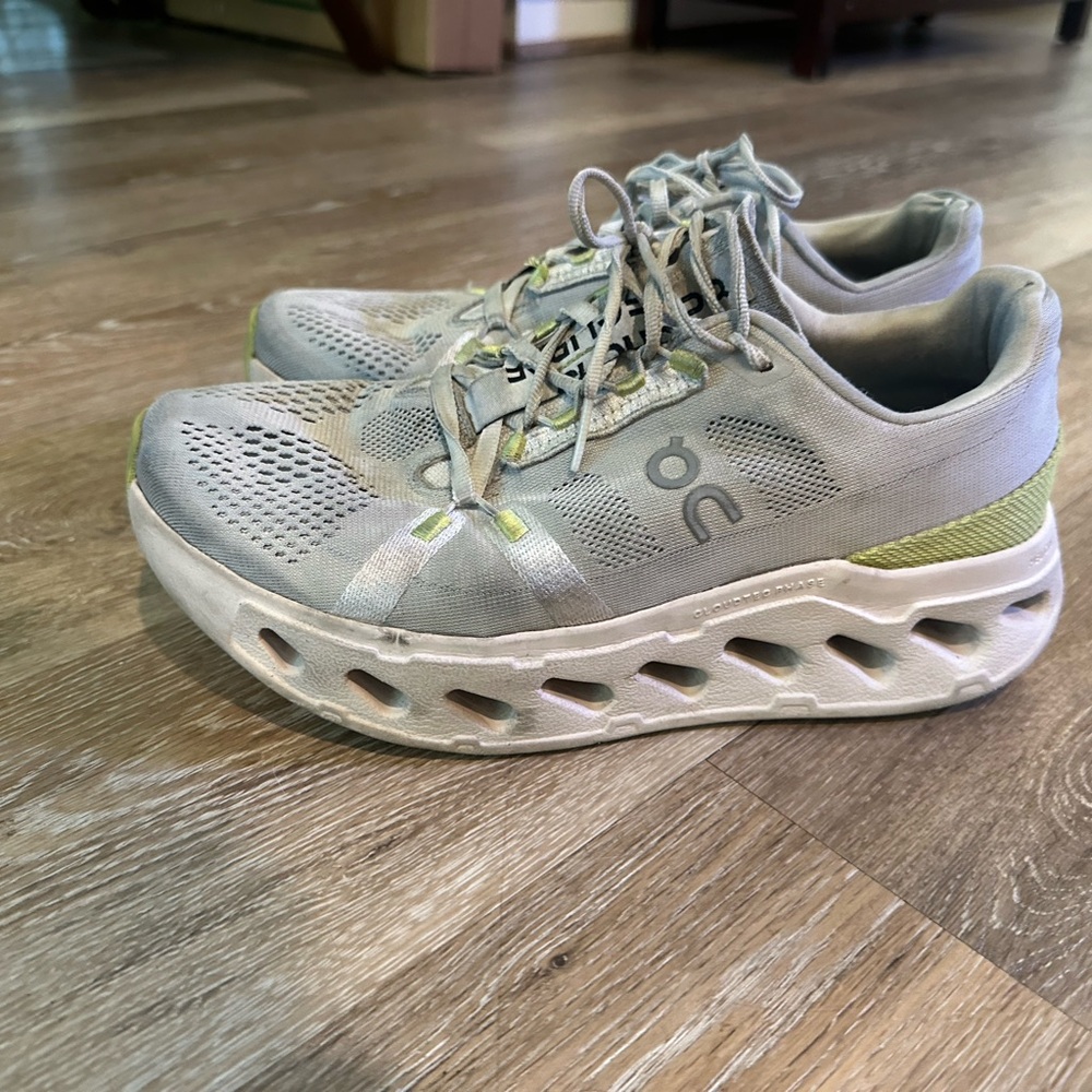 Women’s ON Cloudtec Phase Gray and Green Athletic Shoes